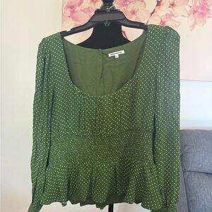 Reformation Hearth Long Sleeve Top Peat Green Size 12